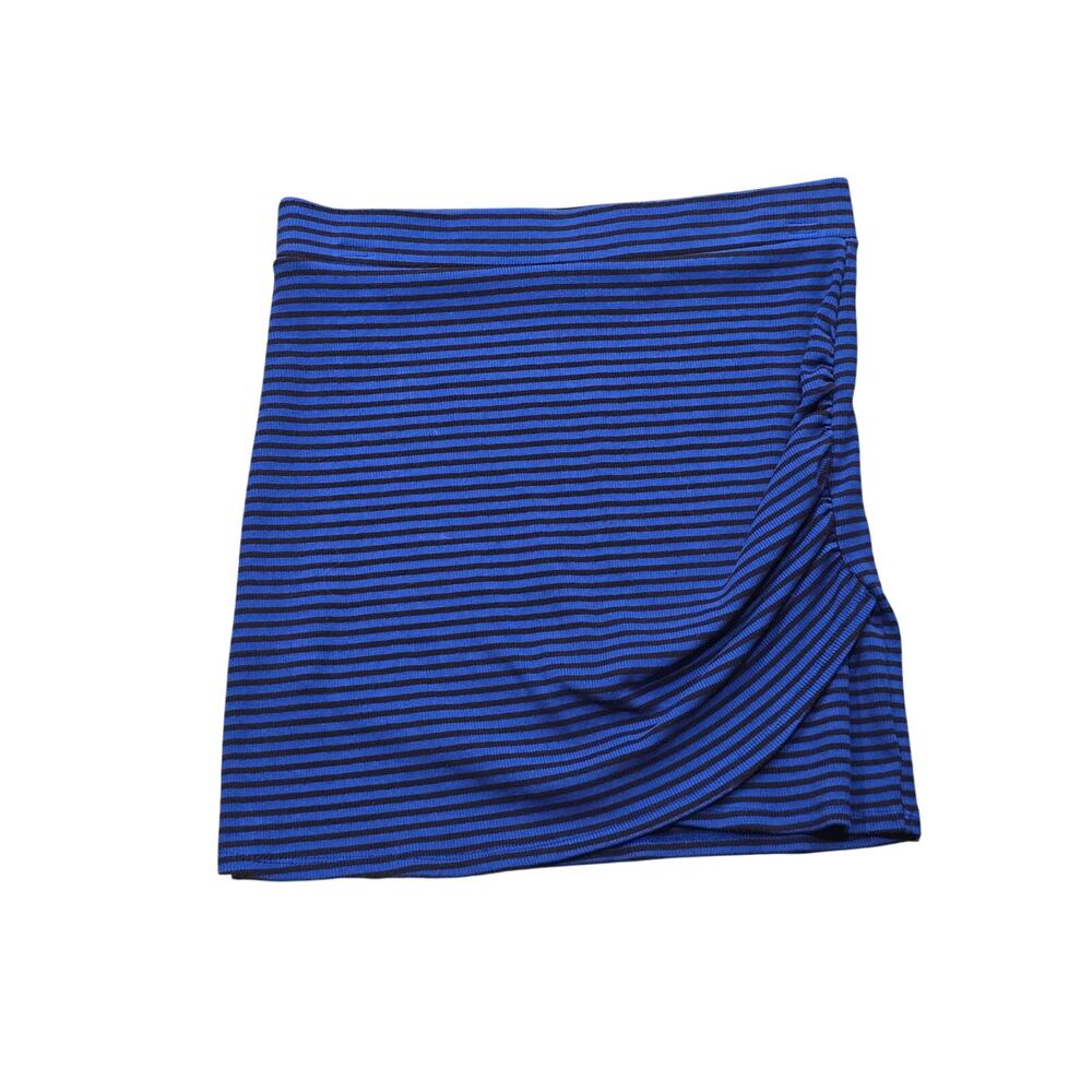 Gianni Bini Striped Ribbed Knit Tulip Hem Asymmetrical Mini Skirt
